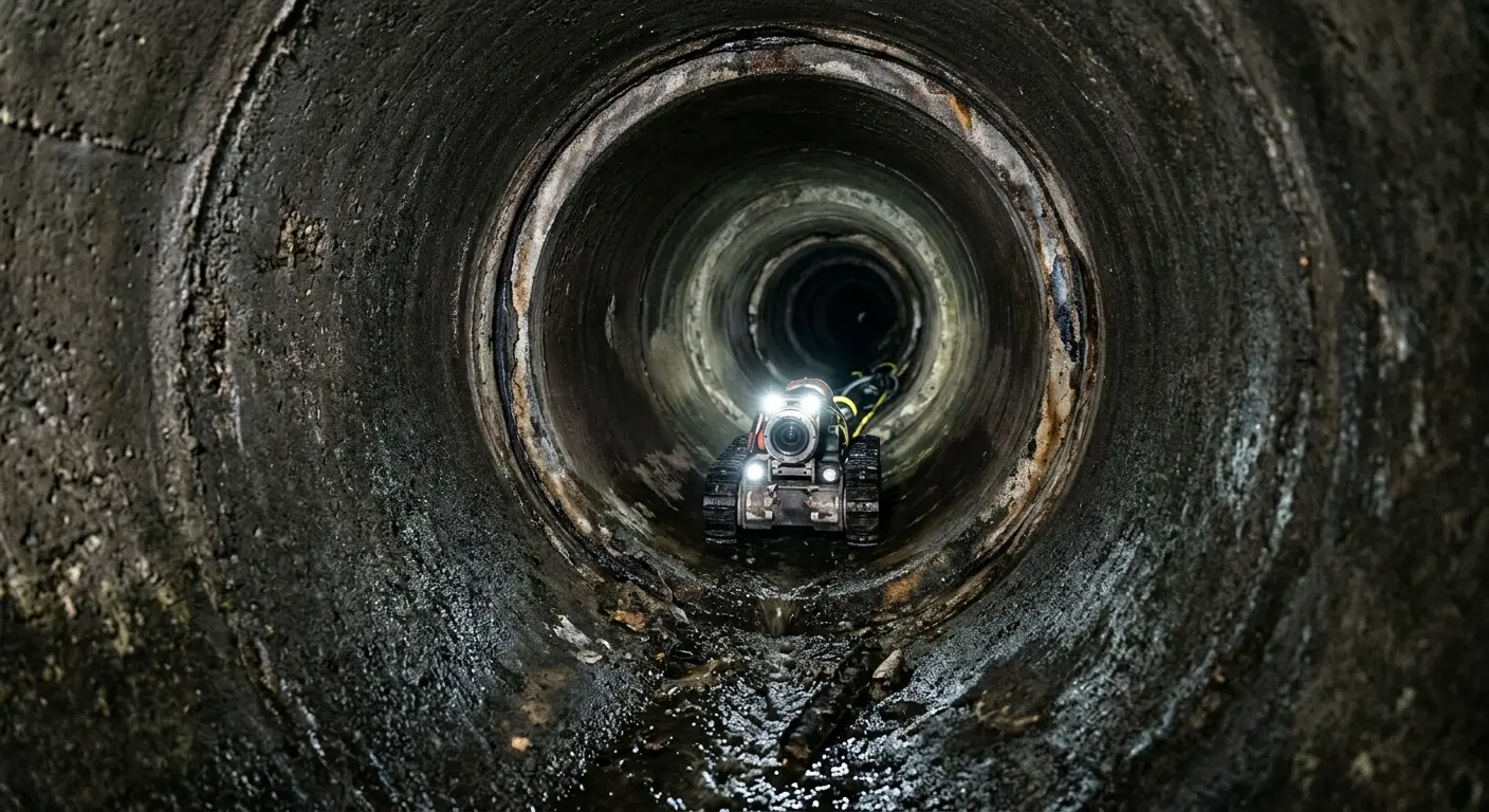 Robotic sewer camera inspecting pipe interior for Sewer Line Repair in Anniston